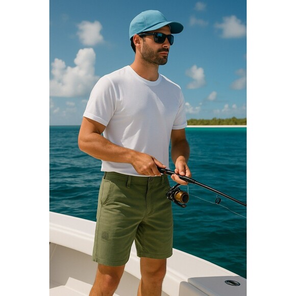 Howler Brothers Waterman’s Work Shorts 36 Olive Green Ripstop Nylon Stretch NWOT - Picture 1 of 12